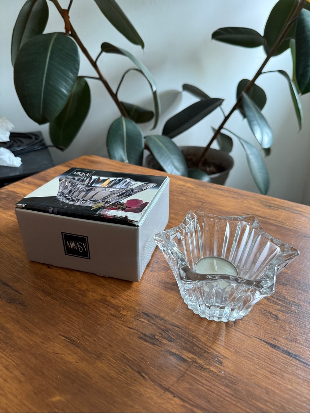 Mikasa Clear Crystal Star-Shaped Tea Light Holder